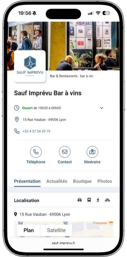 Site vitrine sur mobile