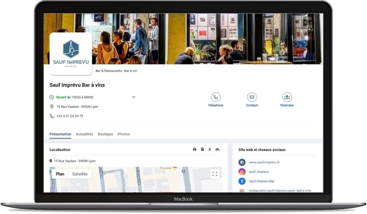 Site vitrine sur desktop